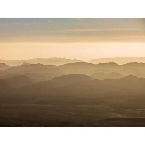 Ramon Crater-Negev-Israel White Modern Wood Framed Art Print by Frank, Assaf