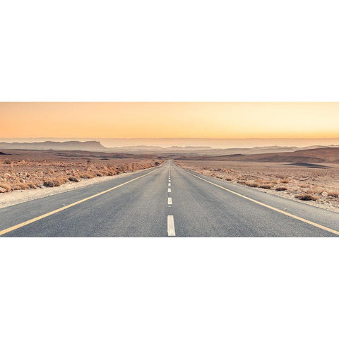 Desert road in Israel Black Modern Wood Framed Art Print by Frank, Assaf