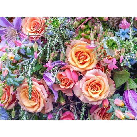 Roses and mixed flowers White Modern Wood Framed Art Print by Frank, Assaf