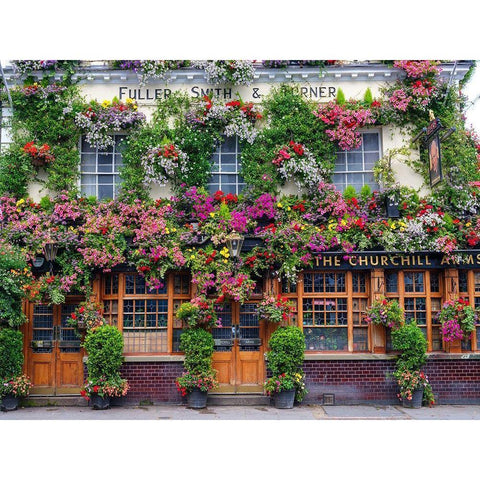 The Churchill Arms pub-London Black Modern Wood Framed Art Print with Double Matting by Frank, Assaf