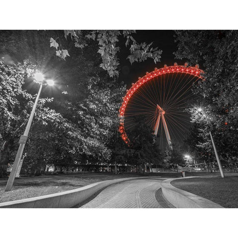 London eye at night Black Modern Wood Framed Art Print with Double Matting by Frank, Assaf