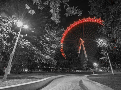 London eye at night White Modern Wood Framed Art Print with Double Matting by Frank, Assaf