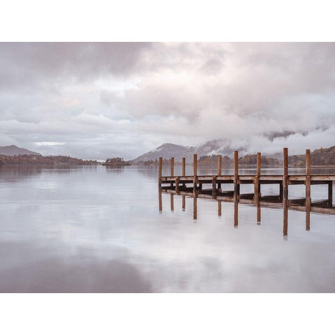 Derwentwater pier Black Modern Wood Framed Art Print with Double Matting by Frank, Assaf
