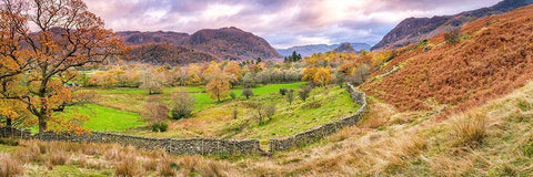 Panorama of lake district White Modern Wood Framed Art Print with Double Matting by Frank, Assaf