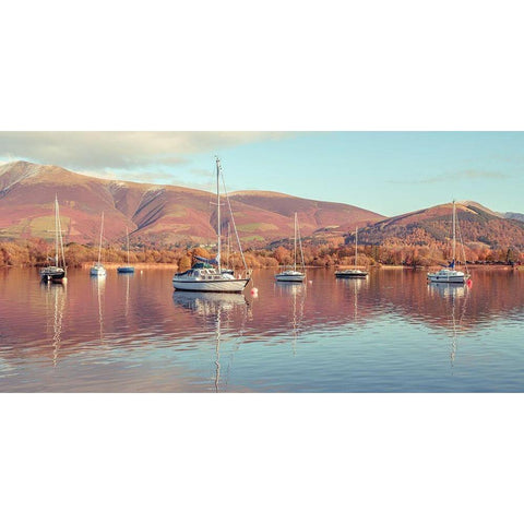 Sail boats in Lake Black Modern Wood Framed Art Print by Frank, Assaf