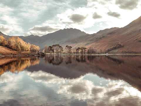 Still Lake-Lake District White Modern Wood Framed Art Print with Double Matting by Frank, Assaf
