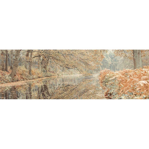 Canal through a forest Black Modern Wood Framed Art Print by Frank, Assaf