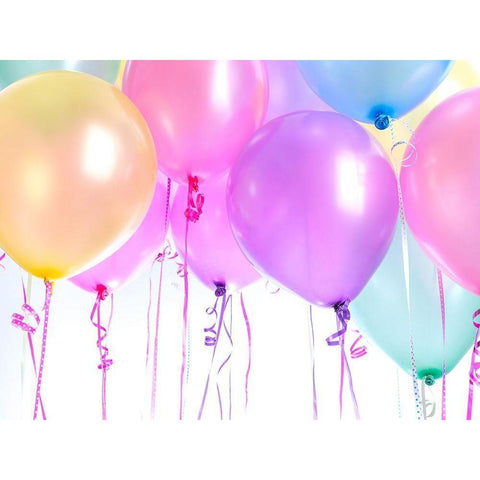 Multi coloured ballons White Modern Wood Framed Art Print by Frank, Assaf