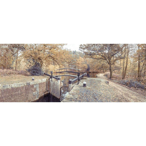 Canal lock Black Modern Wood Framed Art Print by Frank, Assaf