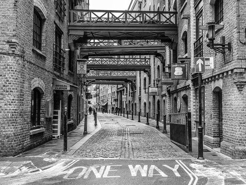 Narrow road in London White Modern Wood Framed Art Print with Double Matting by Frank, Assaf
