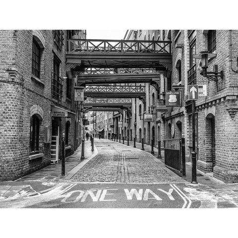 Narrow road in London Black Modern Wood Framed Art Print with Double Matting by Frank, Assaf