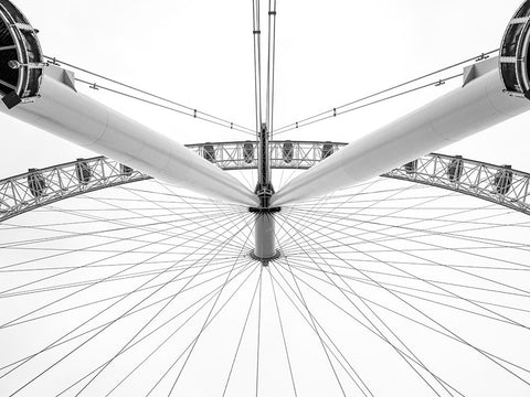 London Eye from below White Modern Wood Framed Art Print with Double Matting by Frank, Assaf