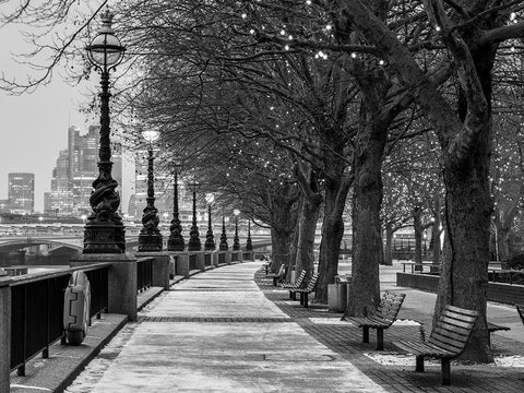 Thames promenade-London White Modern Wood Framed Art Print with Double Matting by Frank, Assaf