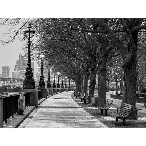 Thames promenade-London Black Modern Wood Framed Art Print with Double Matting by Frank, Assaf
