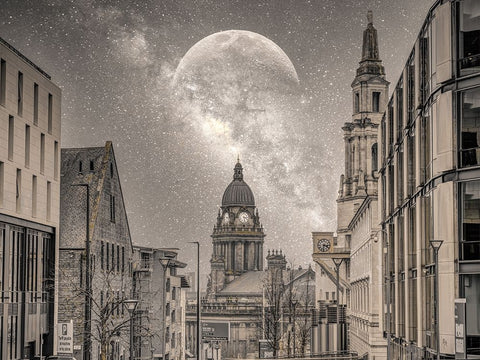 Leeds starry night Black Modern Wood Framed Art Print by Frank, Assaf