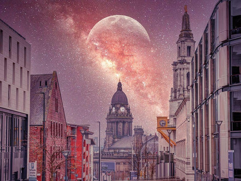 Starry night-Leeds Black Ornate Wood Framed Art Print with Double Matting by Frank, Assaf