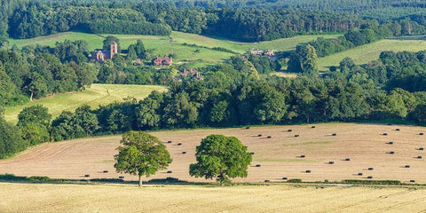 England hills White Modern Wood Framed Art Print with Double Matting by Frank, Assaf