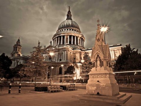 AF20110710 St Pauls 036C05 White Modern Wood Framed Art Print with Double Matting by Frank, Assaf