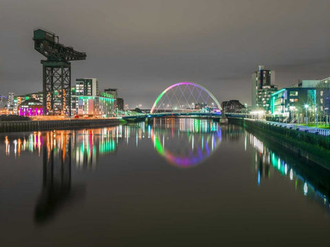 AF20150304 Glasgow 896C04 White Modern Wood Framed Art Print with Double Matting by Frank, Assaf