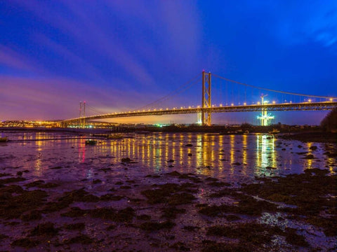 AF20150307 Forth Bridge 1577 Black Ornate Wood Framed Art Print with Double Matting by Frank, Assaf