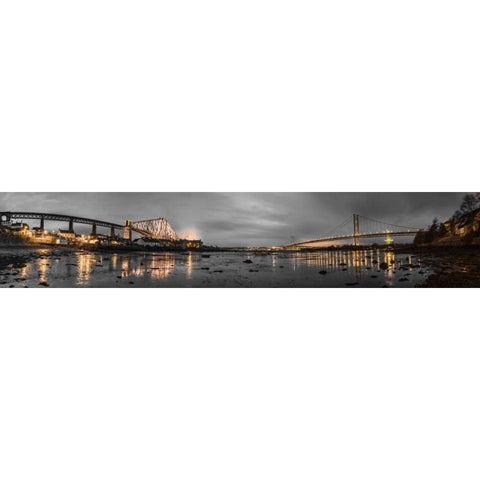 AF20150307 Forth Bridge 1562PC12 Gold Ornate Wood Framed Art Print with Double Matting by Frank, Assaf