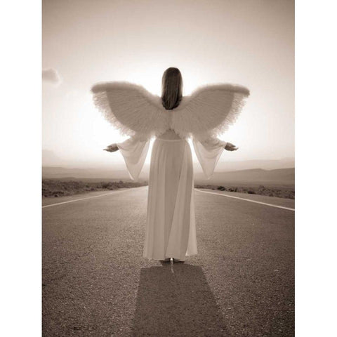 FTBR 1698 Road Angel White Modern Wood Framed Art Print by Frank, Assaf