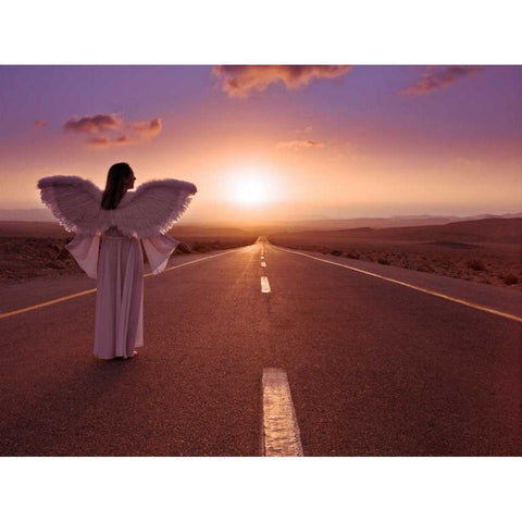 FTBR 1702 Road Angel White Modern Wood Framed Art Print by Frank, Assaf