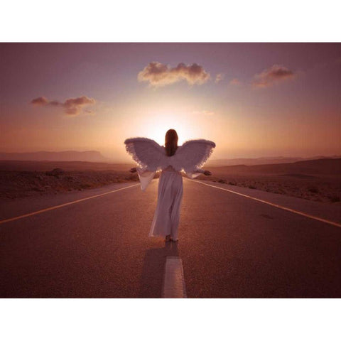 FTBR 1703 Road Angel White Modern Wood Framed Art Print by Frank, Assaf