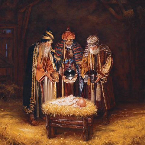 Wisemen Still Seek Him Gold Ornate Wood Framed Art Print with Double Matting by Missman, Mark