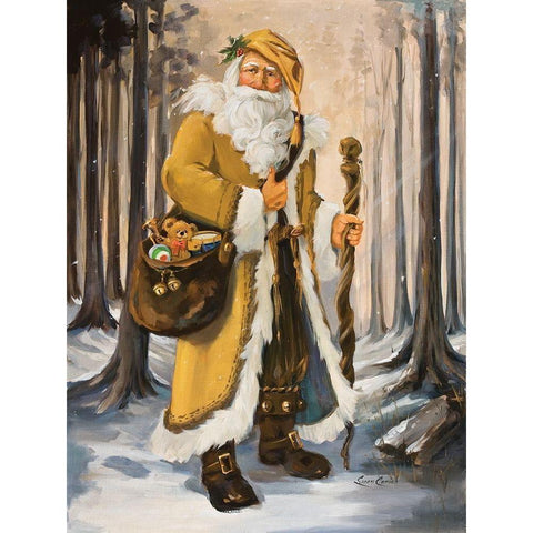 Golden Santa Black Modern Wood Framed Art Print with Double Matting by Comish, Susan