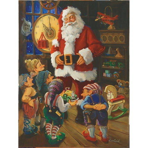 Santas Toy Shop Black Modern Wood Framed Art Print with Double Matting by Comish, Susan