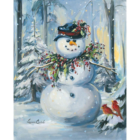 Berry Christmas Black Modern Wood Framed Art Print by Comish, Susan