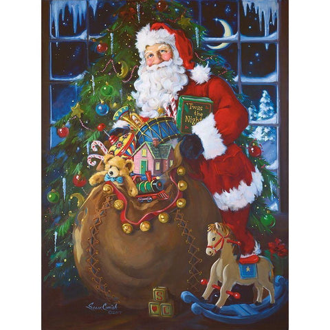 Twas The Night Before Christmas Gold Ornate Wood Framed Art Print with Double Matting by Comish, Susan