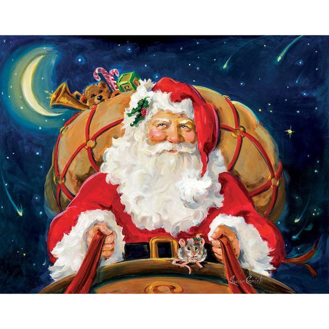 Santas On His Way Black Modern Wood Framed Art Print with Double Matting by Comish, Susan