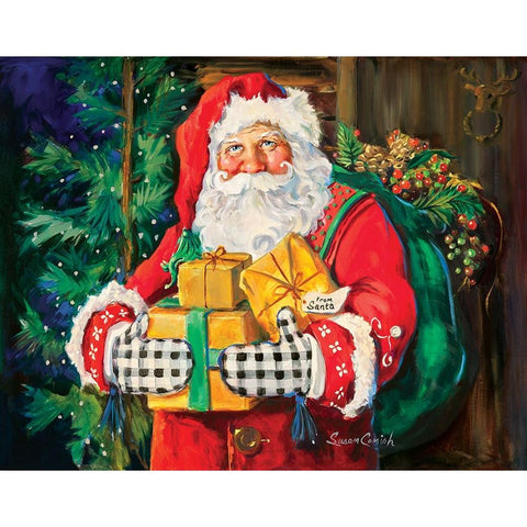 Santa Deliveries Black Modern Wood Framed Art Print with Double Matting by Comish, Susan