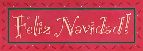 Feliz Navidad Black Ornate Wood Framed Art Print with Double Matting by Marrott, Stephanie