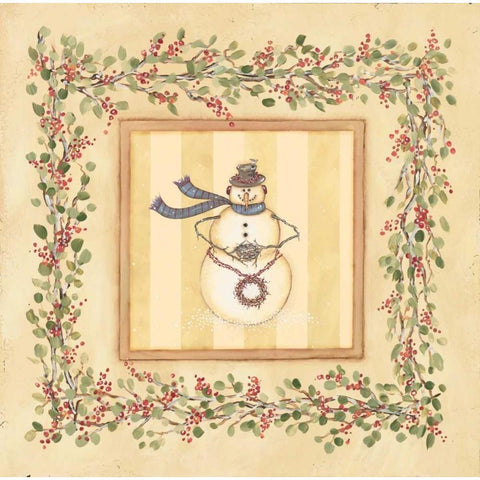 Snowman with Nest White Modern Wood Framed Art Print by Marrott, Stephanie