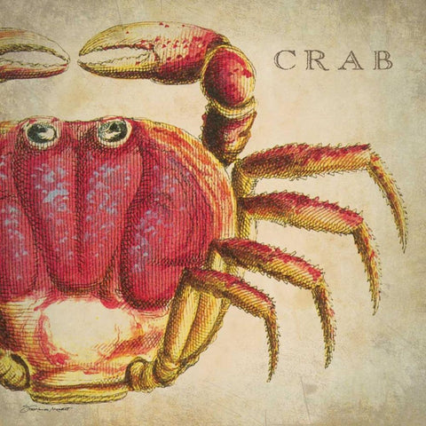 Red Crab Gold Ornate Wood Framed Art Print with Double Matting by Marrott, Stephanie