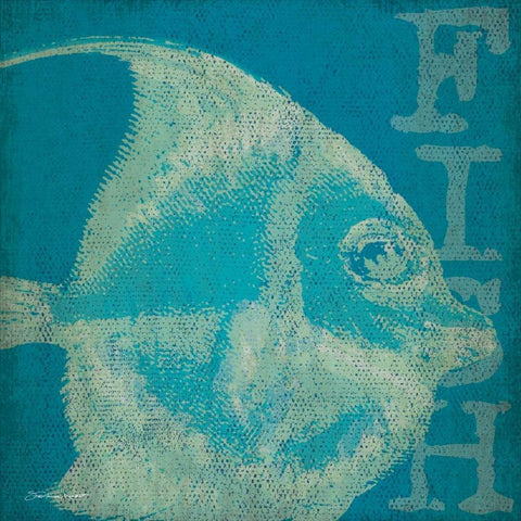 Blue Fish II White Modern Wood Framed Art Print by Marrott, Stephanie