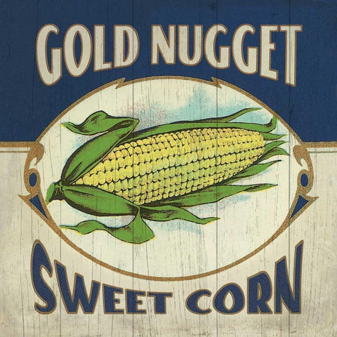 Corn Label Gold Ornate Wood Framed Art Print with Double Matting by Marrott, Stephanie