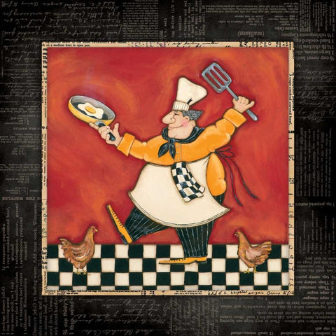 Chicken Dance Chef Black Ornate Wood Framed Art Print with Double Matting by Marrott, Stephanie