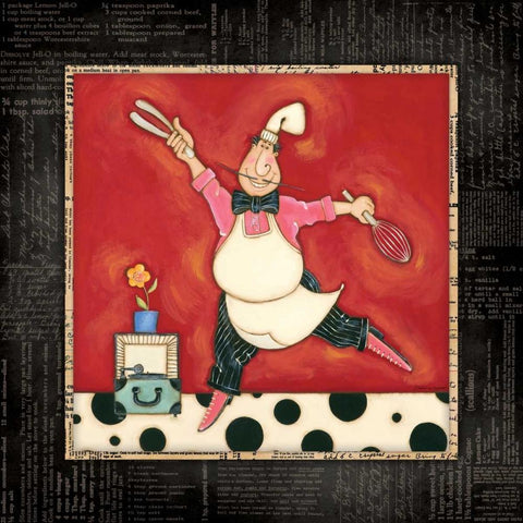 Dinner Dance Chef Black Modern Wood Framed Art Print with Double Matting by Marrott, Stephanie