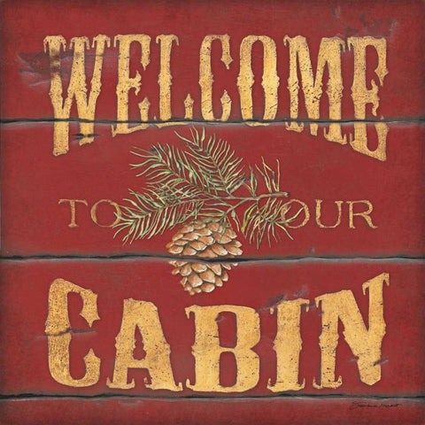 Welcome Cabin Black Ornate Wood Framed Art Print with Double Matting by Marrott, Stephanie