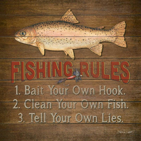 Fishing Rules Black Modern Wood Framed Art Print with Double Matting by Marrott, Stephanie