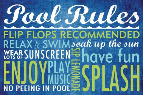 Pool Rules Black Ornate Wood Framed Art Print with Double Matting by Marrott, Stephanie