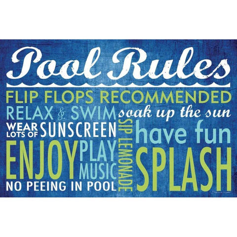 Pool Rules Gold Ornate Wood Framed Art Print with Double Matting by Marrott, Stephanie