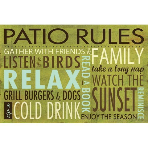 Patio Rules Gold Ornate Wood Framed Art Print with Double Matting by Marrott, Stephanie