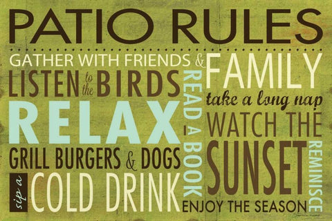 Patio Rules Black Ornate Wood Framed Art Print with Double Matting by Marrott, Stephanie