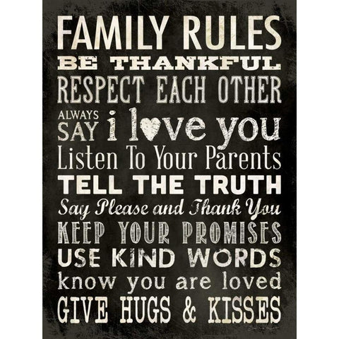 Family Rules - Black Gold Ornate Wood Framed Art Print with Double Matting by Marrott, Stephanie