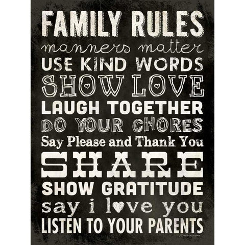 Family Rules - Black II Black Modern Wood Framed Art Print with Double Matting by Marrott, Stephanie